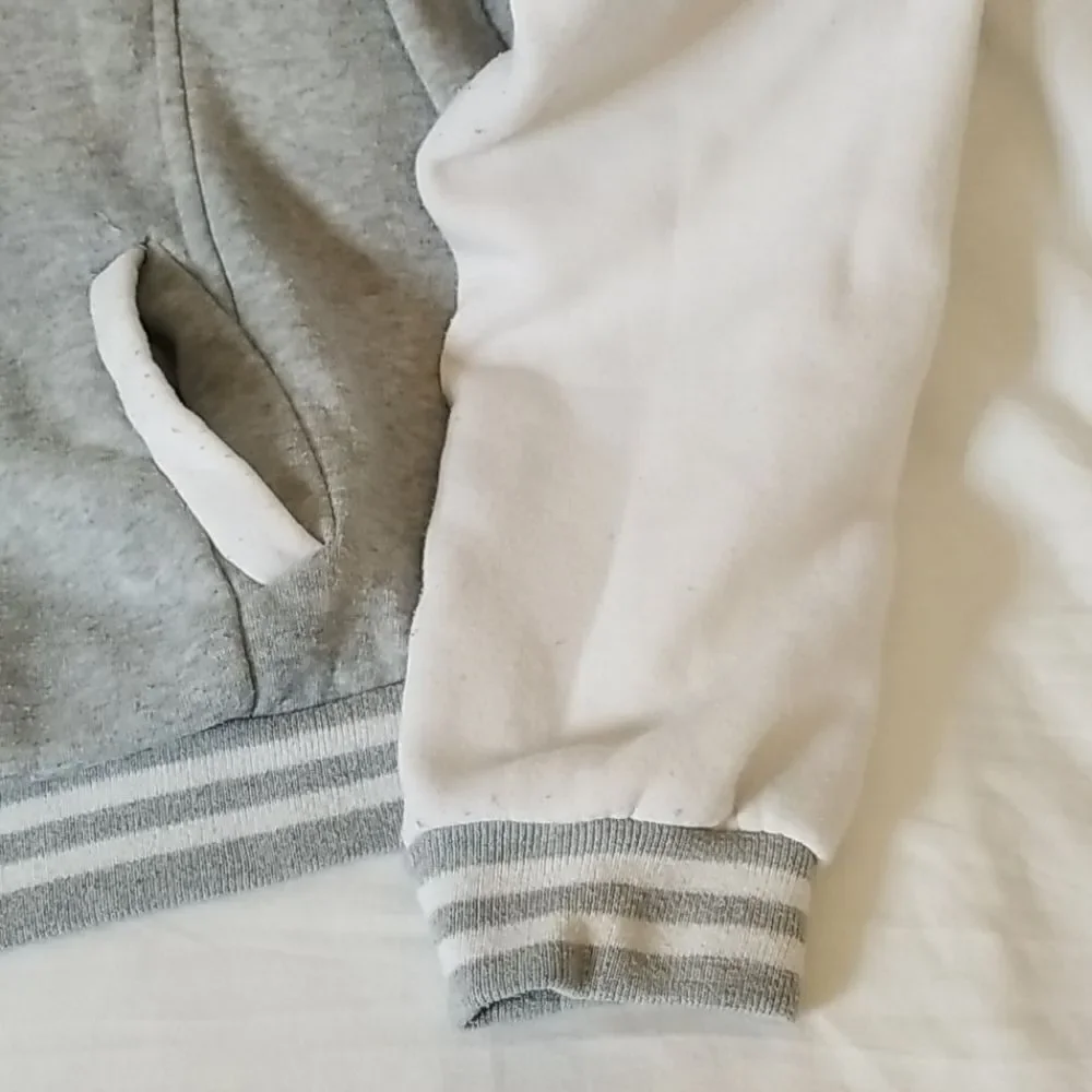 Dots Gray & White Varsity Full‎ Front Zip Jacket Size XL
